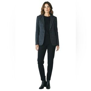 Mauro Grifoni Vintage 100% Wool Navy Black Check Plaid single breasted blazer M